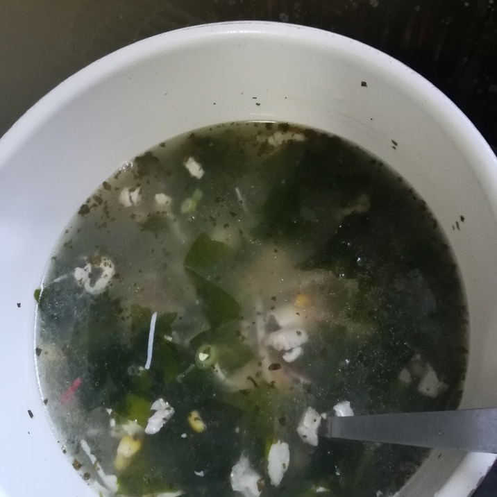 和風サラダチキンで作る中華スープ